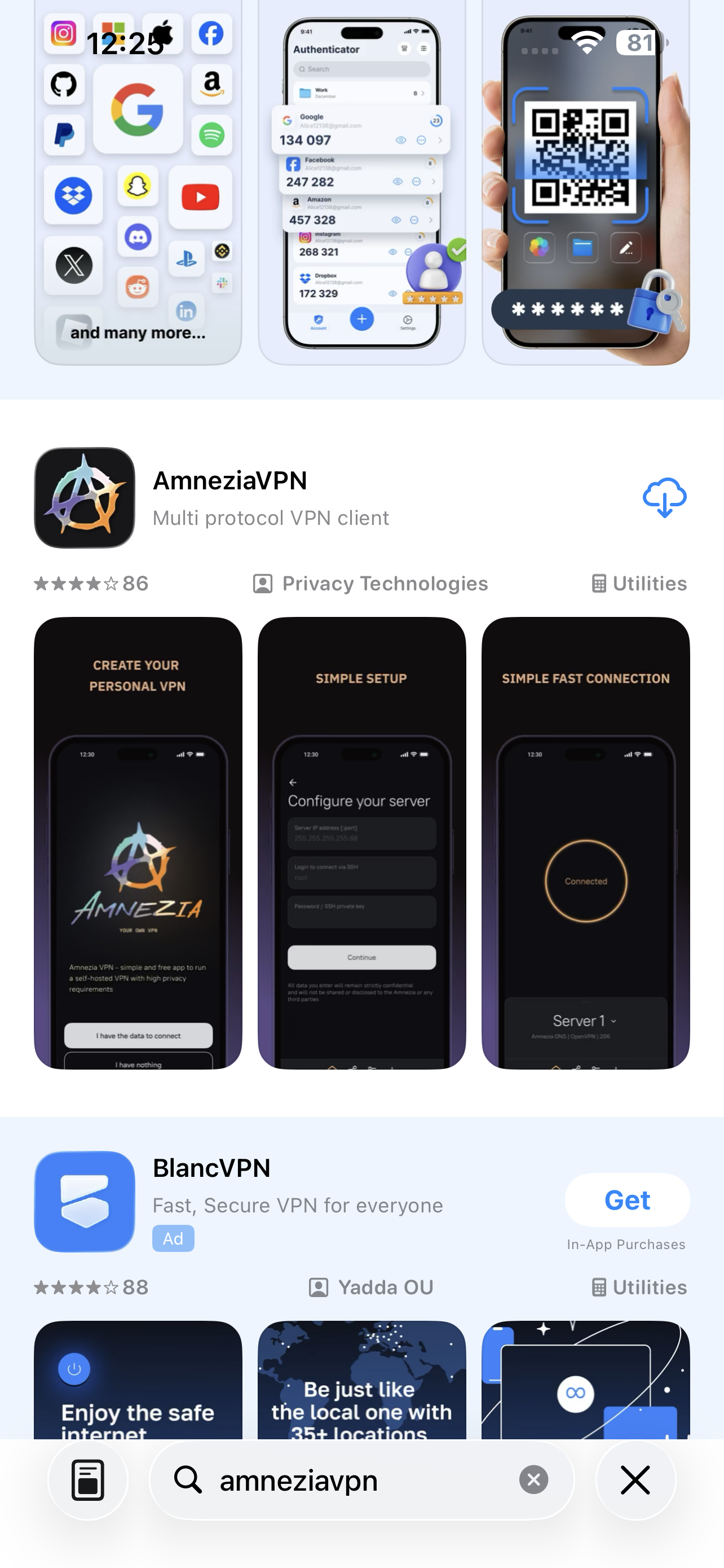 Шаг 5: установка AmneziaVPN из App Store на iPhone